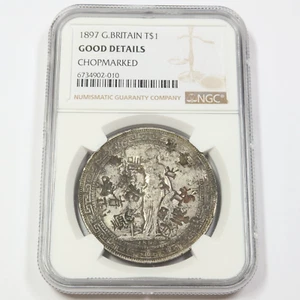 1897 NGC GOOD Detail - G. BRITAIN - Silver Trade Dollar Coin w Chopmarks #44026A - Picture 1 of 2