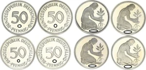 50 Pfennig 1985 D,F,G,J 4 Münzen komplett PP 56695 - Bild 1 von 1