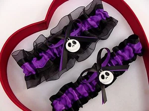 *Nuove giarrettiere da matrimonio Jack Skellington viola nere Nightmare Before Christmas - Foto 1 di 1