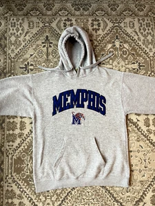 Memphis Tigers Hoodie Men's XL Blue Spell Out Embroidered Fleece Hoodie Y2K - Picture 1 of 6