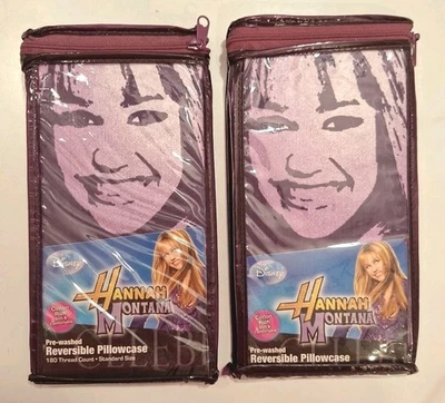 Hannah Montana 2 Fundas de Almohada Estándar Reversibles TE337K 20x30 Miley Cyrus Nuevo de Lote Antiguo Foto 1 de 4