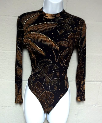 Ферма Рио боди золотой листвы ребристый длинным рукавом золотые звезды ладони небесный M - Изображение 1 из 4