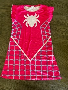 NO LABEL NIGHTGOWN S/S SPIDERMAN HOT PINK PRINT 120 (5-6) GENTLY WORN - Picture 1 of 3
