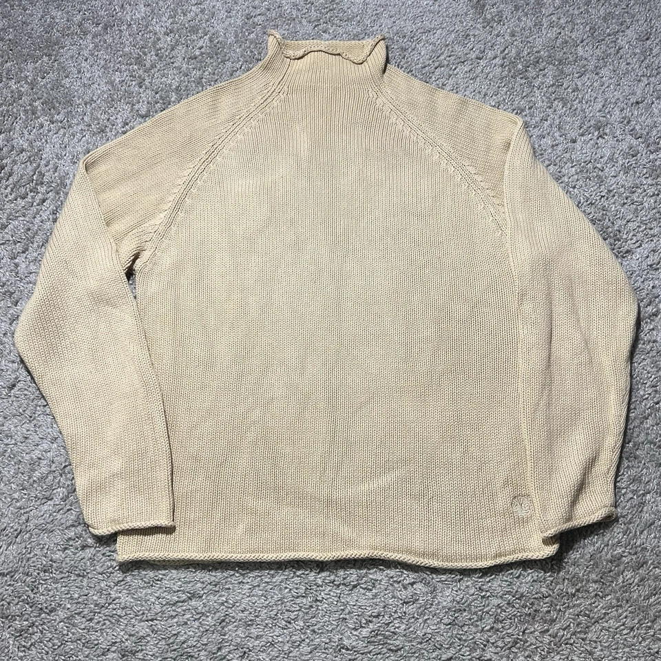 Suéter de algodão robusto vintage anos 90 J gola redonda XL aveia pescador simulado - Imagem 1 de 4