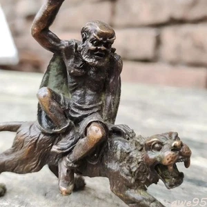 Chinese Copper Bronze Carving Dharma and Tiger - Picture 1 of 11