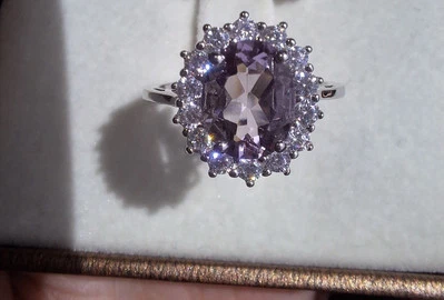 Anello  Placcato Oro Kt.18 In Argento S925 Con Ametista Naturale - Immagine 1 di 4