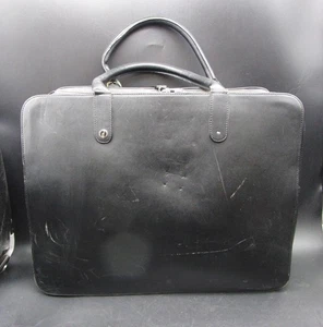 Luxury Designer Dunhill Black Leather Business Bag Briefcase Double Zipper - Picture 1 of 9