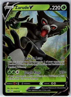 Zarude V - 016/172 - SWSH09: Brilliant Stars - Ultra Rare UR - Pokemon - NM - Image 1 of 2