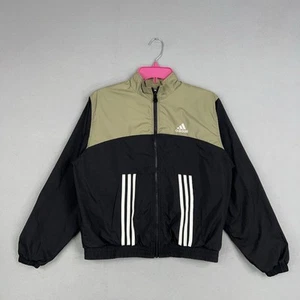 Chaqueta cortavientos vintage Adidas para mujer mediana negra beige pista cremallera completa calle - Imagen 1 de 13