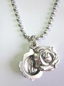 Our Lady of Guadalupe Locket Style Rose Slide Medal Pendant 24" Ball Chain - Picture 1 of 5