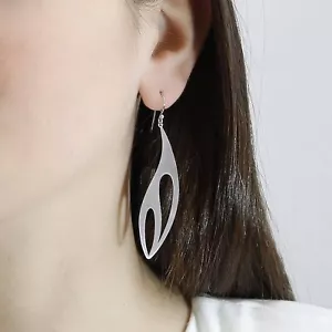 925 Sterling Silver Teardrop Earrings Minimalist Dangle Jewelry n165 - Picture 1 of 6