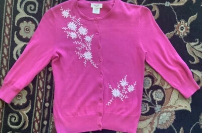 Cárdigan Suéter Rosa Pequeño Bordado PS Foto 1 de 4