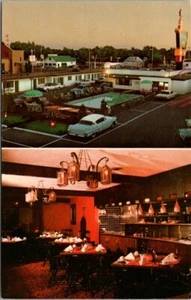 Amarillo TX Holiday Inn Dual View 1950s Auto Pool Restaurant postcard DQ1 - Picture 1 of 2