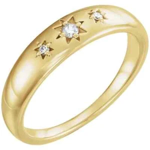 14k yellow gold starburst band with natural diamonds 0.05tw - Picture 1 of 4