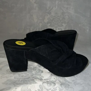 NIB! Rebecca Minkoff Black Suede Open Toe Shoes/Sandals, Sz.5 - Picture 1 of 5