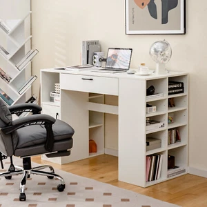 36” Counter Height Computer Desk Height Sewing Craft Table w/ Shelves & Drawer - Picture 1 of 9