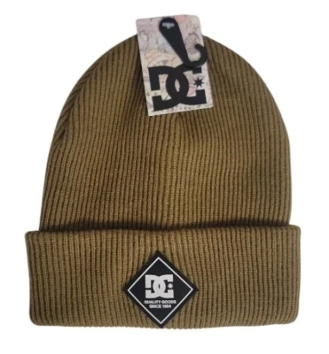 DC Shoes Men's Brown Stretch Fit Knit Cuffed Label Beanie Hats Cap - One Size - Image 1 of 2