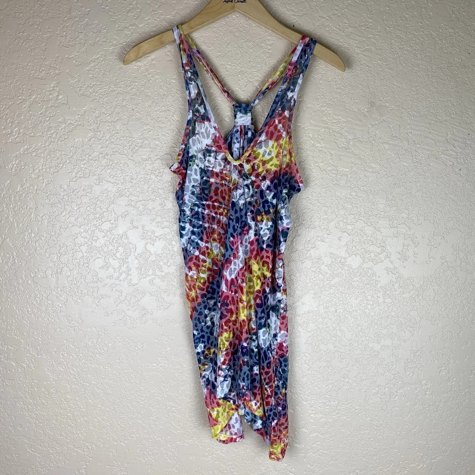 OP Ocean pacific M Y2K Burnout Swim Coverup Tank Dress Colorful Animal Print - Image 1 of 4
