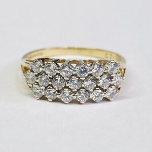 9ct Gold Pavé Cocktail Ring - UK Size T - REF-1391