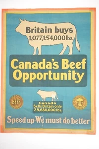 RARO C 1914 Primera Guerra Mundial Auténtico Carne de Canadá Oportunidad Guerra Propaganda Póster 18x24 - Imagen 1 de 7