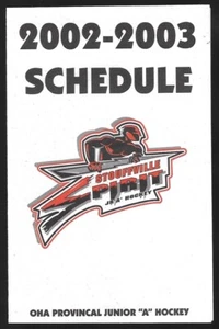 ¡Horario de hockey Stouffville Spirit OJHL 2002-03!¡!! Sin patrocinador - Imagen 1 de 1
