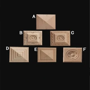 Apliques artesanales cuadrados tallados en madera para muebles puerta decoración del hogar retro - Imagen 1 de 13