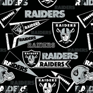 Tela de algodón negro con logotipo de los Oakland Raiders de BTY NFL por yarda 14448 - Imagen 1 de 1