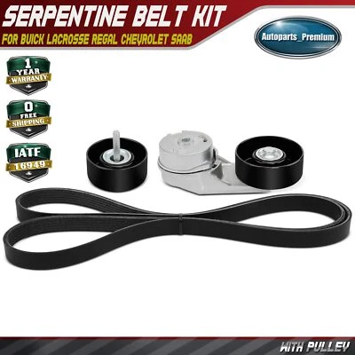 Kit de 3 componentes de transmisión por correa serpentina para Buick Regal LaCrosse Chevrolet Saab Foto 1 de 4