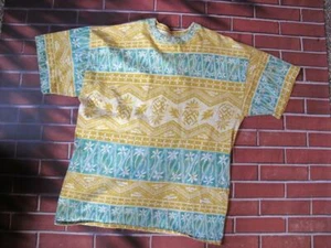 Camiseta tropical FRANK vintage años 80 (L) piña palmeras agua ámbar amarillo - Imagen 1 de 1
