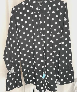 preowned, FORTINO LANDI, LG, COTTON BLK/WHITE DOT, DRESS SHIRT, VGC - Picture 1 of 4