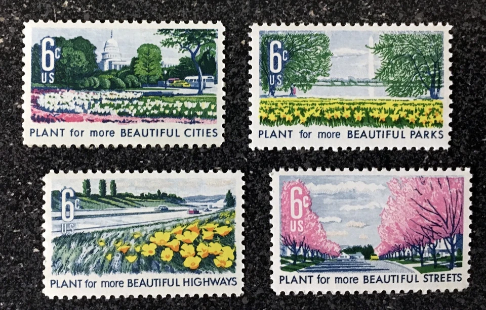 1969US #1365-1368 6c Beautification of America - Set of 4 Singles  Mint - Image 1 of 1
