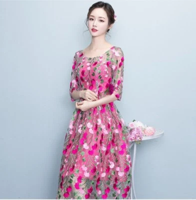 Vestido de novia de boda de malla de encaje de tela floral bordado flor de ciruelo por yarda Foto 1 de 4