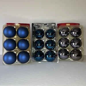 Lot of 18 Shades of Blue & Gray Glass Ball Ornaments Rauch & Christmas Shoppe - Picture 1 of 13