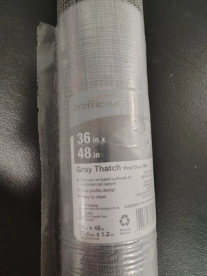 Woven Vinyl Gray 36 in. x 48 in. Thatch Indoor Chair Mat for Hardwood floors - Image 1 of 4