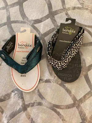 NWT Lot Of 2 Bandals Medium 7,8,9  Emma &Rachel Gray And Ivory, Metallic Teal - Image 1 of 2