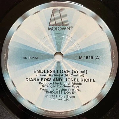 Lionel Richie & Diana Ross Endless Love Vinyl Record 7” 45RPM M 1519 Motown 1981 - Image 1 of 4