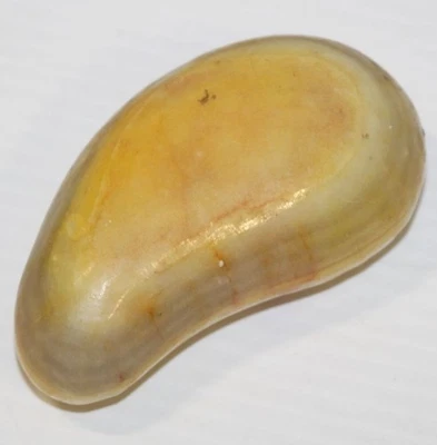 Vintage MCM Polished Alabaster Stone Lemon Faux Artificial Fruit Yellow Pear 4" - Image 1 of 4