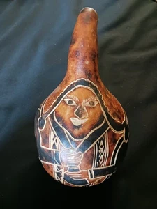 Vintage Primitive Folk Art Hand Carved Gourd Person - Picture 1 of 3