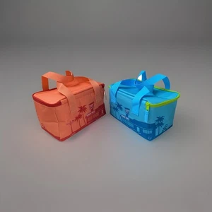 Trader Joe's  Mini Insulated Bags Peach Blue NEW RELEASE LIMITED LOT OF 2 - Picture 1 of 4