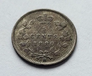 1880H OBV #2 - CANADA SILVER 5 CENTS - CIRCULATED FIVE CENTS - VG10 - Picture 1 of 4