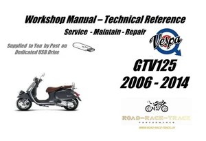 Vespa GTV 125 GTV125 Service Repair Workshop Manual USB 2006 - 2014 - Picture 1 of 11