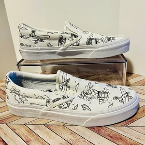 VANS Slip On Surfing Skeleton White M 5 W 6.5 Shoes U Color Surfer Tropical - Picture 1 of 9
