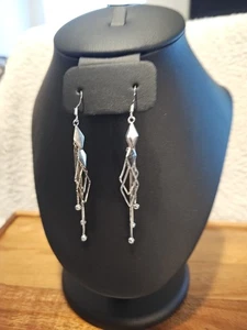 Einzigartige abstrakte geometrische Ohrhänger .925 reines Sterlingsilber - Bild 1 von 7