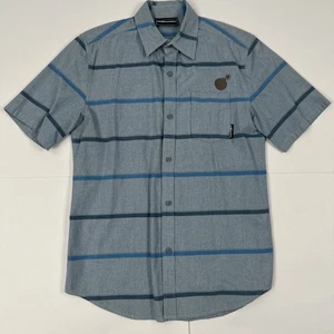 The Hundreds SS Striped Button Up Casual Shirt Size L Large Blue - Picture 1 of 4
