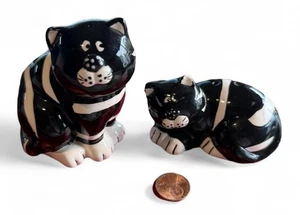 Burton & Burton Chester Black + White Cat Salt + Pepper Shakers W/ Stoppers - Picture 1 of 4