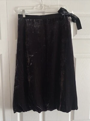 Garnet Hill Women's 8 Dark Purple Gray Velour Midi Skirt Bubble Hem Lagom Witchy - Image 1 of 4