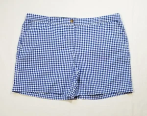 Talbots Women Sz 18 Girlfriend Chino Shorts Blue White Gingham High Rise Cotton - Picture 1 of 6