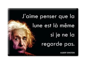 ALBERT EINSTEIN APHORISMES CITATIONS PROVERBES "J'AIME PENSER REGARDE" AIMANT -1 - Foto 1 di 8