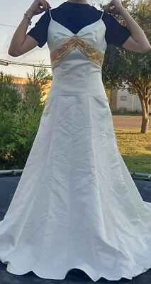 Edens Bridal Wedding Dress RN 75428 Size 6 White And Gold - Image 1 of 4