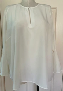 Melissa McCarthy Seven7 Blouse Size 4X Ivory Keyhole Neck Bell Sleeve NWT $79 - Picture 1 of 7